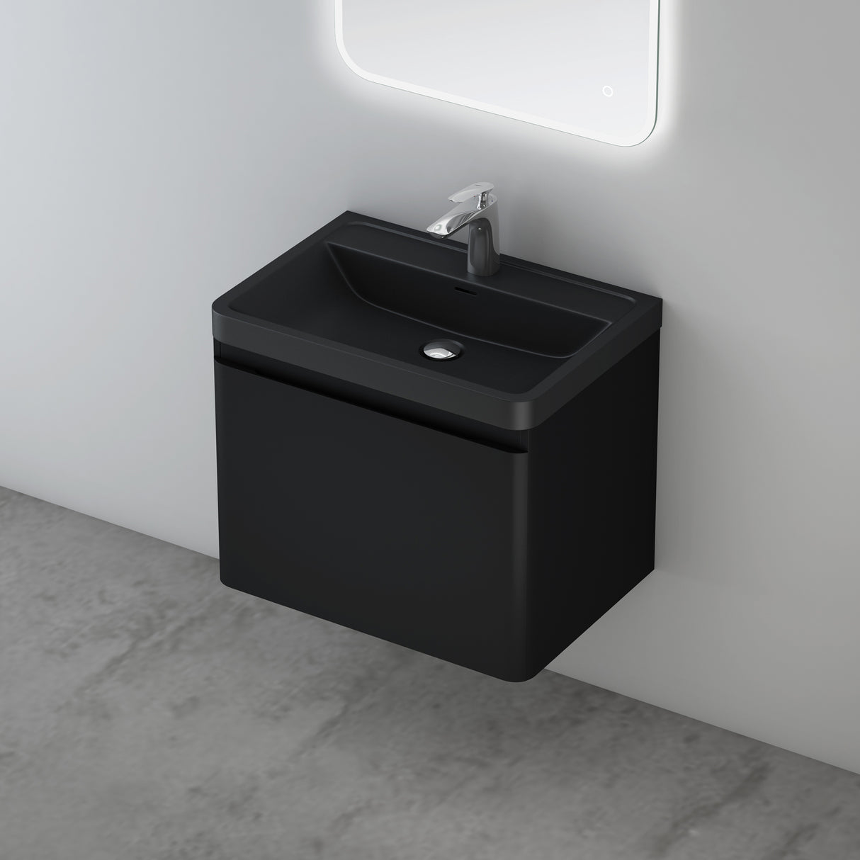 Ensemble de meubles de salle de bain Glasvilla avec meuble sous-vasque et tiroirs à fermeture amortie, y compris lavabo en fonte minérale Ancona 