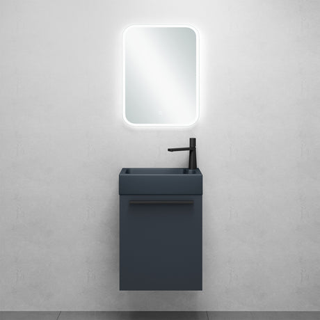 Ensemble de meubles de salle de bain Glasvilla, meuble de salle de bain avec meuble sous-vasque, lavabo anthracite mat et miroir de salle de bain LED, L x P x H 46 x 26 x 63 cm, Pise