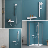 sistema de ducha glasvilla con termostato, conjunto completo de grifería de ducha con bloqueo de seguridad, ducha regulable en altura con 3 tipos de chorro y salida inferior de latón sistema de ducha9