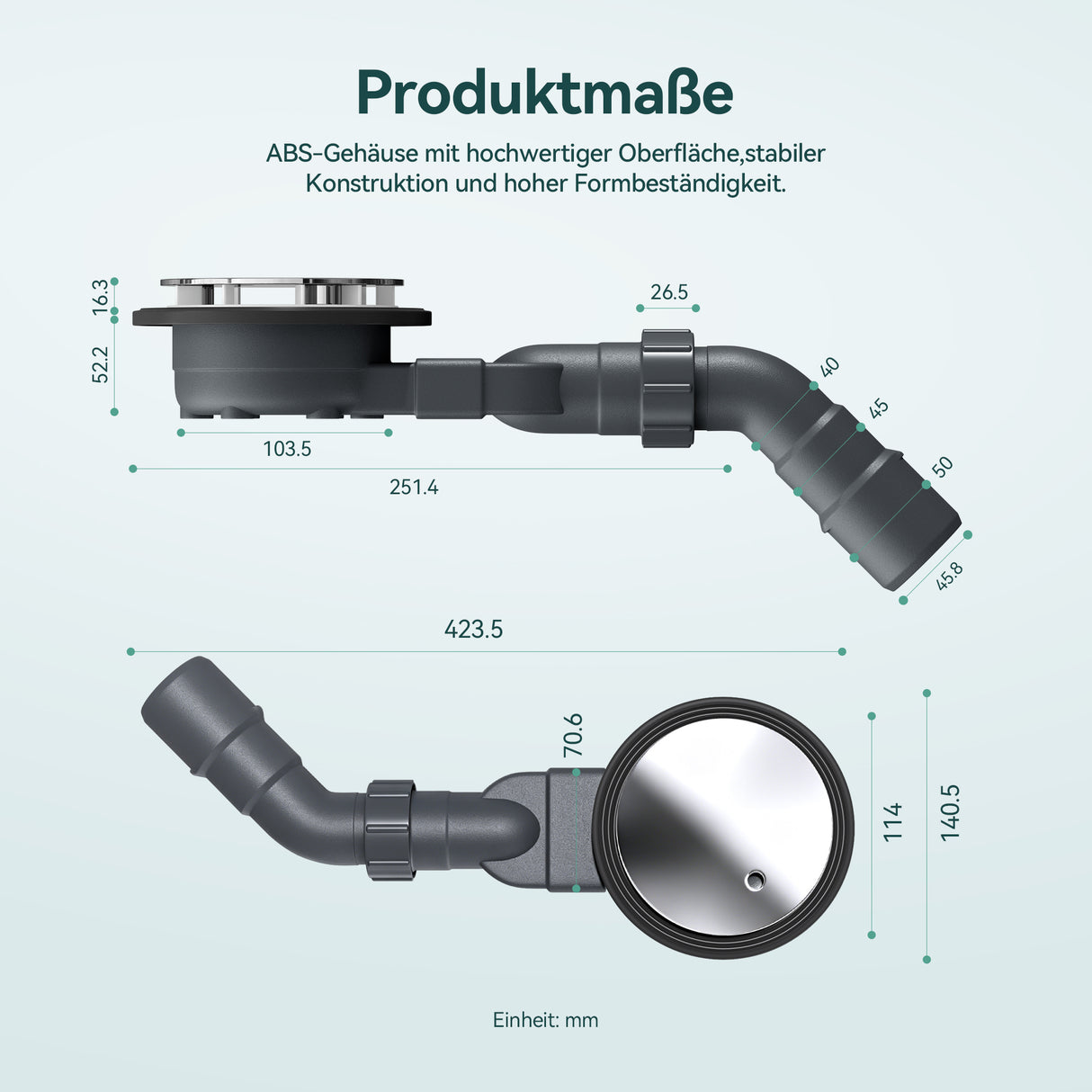glasvilla Bonde de Douche pour Receveur de Douche Diamètre de la Douche 40 mm Trou d’Évacuation 90 mm AL001