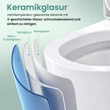 WC suspendu Glasvilla, sans bride, en céramique blanche, avec mécanisme de fermeture amortie