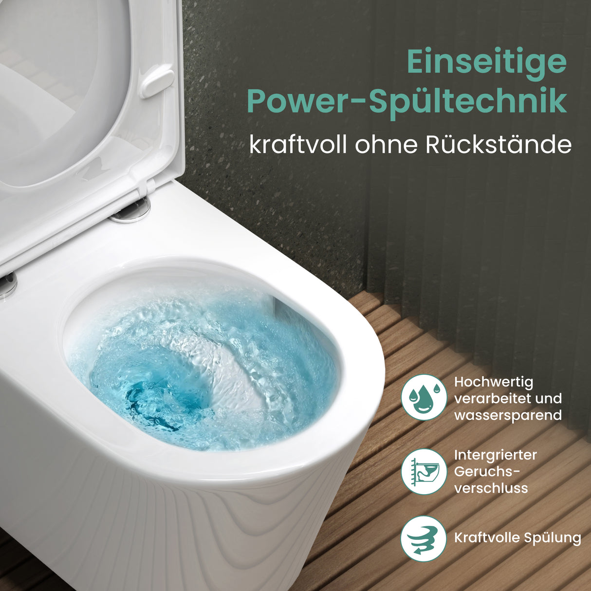WC suspendu Glasvilla, sans bride, en céramique blanche, avec mécanisme de fermeture amortie