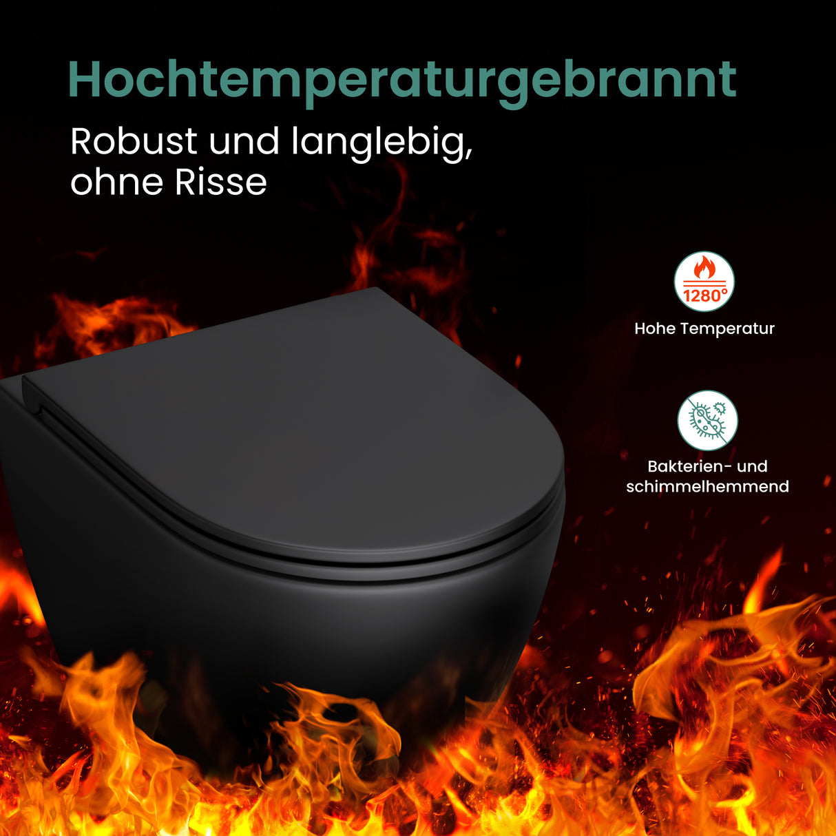 glasvilla Sanitari Bagno Sospeso in Ceramica WC Sospeso senza Brida con Chiusura di Soft Close