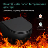 Glasvilla Design Inodoro Suspendido Negro Sin Borde Aachen179 – WC con Asiento Soft-Close