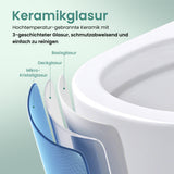 WC suspendu Glasvilla, sans bride, en céramique blanche, avec mécanisme de fermeture amortie