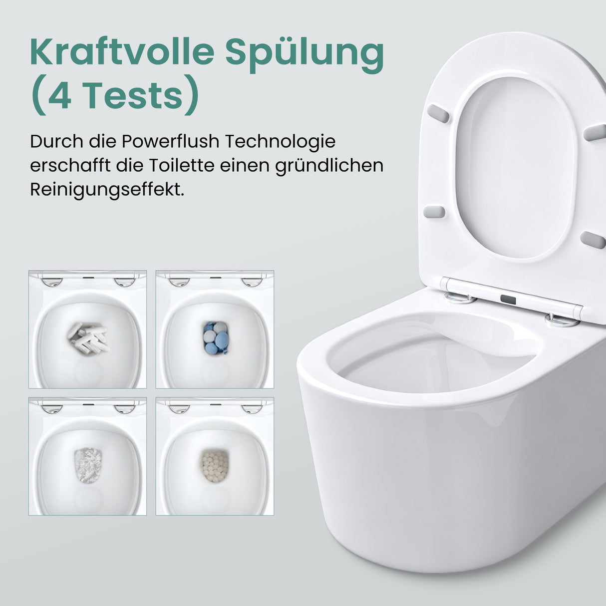 WC suspendu Glasvilla, sans bride, en céramique blanche, avec mécanisme de fermeture amortie
