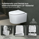 WC suspendu Glasvilla, sans bride, en céramique blanche, avec mécanisme de fermeture amortie