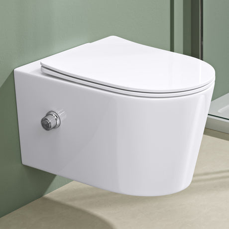 glasvilla Hänge WC Toilette Wand-WC Spülrandlos Weiß aus Keramik Wandmontage mit Absenkautomatik Aachen601