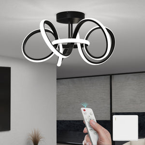 glasvilla Plafonnier LED avec Télécommande Intensité Lumineuse Réglable en Continu 3000 à 6400K Sans Scintillement 65W Noir Idéal pour Chambre Salon Bureau ou Couloir