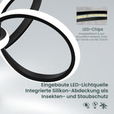 Glasvilla Design – Lámpara de techo LED negra con mando a distancia, regulable 3000–6400K, sin parpadeo (65W)