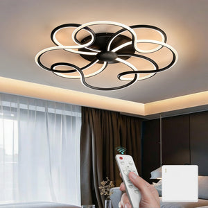 glasvilla Plafonnier LED avec télécommande 64cm, Intensité réglable en continu 3000-6400K, Lampe de chambre 112W Noir pour chambre à coucher, salon, bureau, couloir Alivetta25036