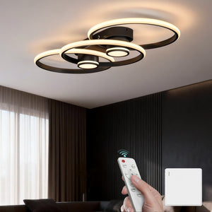 glasvilla Plafonnier LED avec télécommande 75 cm, intensité variable en continu 3000-6400K, Lampe de chambre 70W Noir pour chambre à coucher, salon, bureau, couloir Alivetta25037