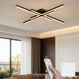 glasvilla Plafonnier LED avec télécommande 795mm, Intensité variable en continu 3000-6400K, Plafonnier 48W Noir pour Chambre, Salon, Bureau, Couloir Alivetta25039