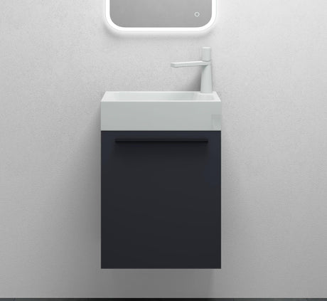 Ensemble de meubles de salle de bain Glasvilla Petit meuble sous-vasque 46 cm Meuble bas avec vasque blanche en fonte minérale pour WC invités Pisa