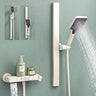 Système de douche Glasvilla avec pommeau de douche effet pluie, 3 jets, pommeau de douche réglable en hauteur avec bec inférieur en aluminium, système de douche 10