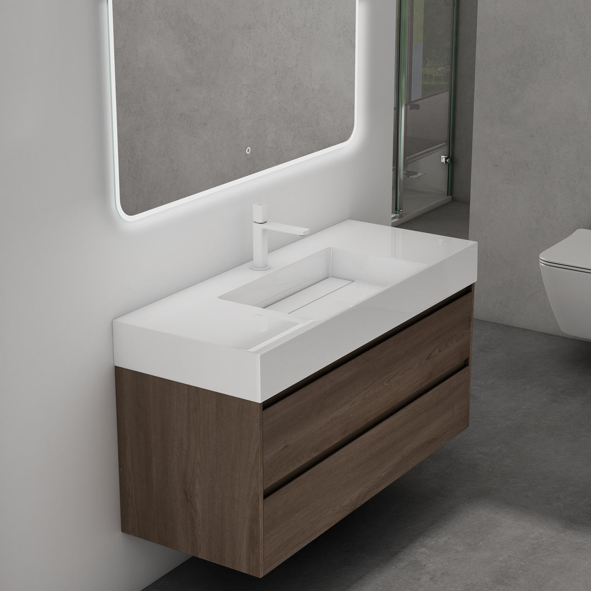 glasvilla Ensemble de Meubles de Salle de Bain | Meuble Sous-Vasque 120x48x63 cm avec 2 Tiroirs | Meuble avec Vasque Deep