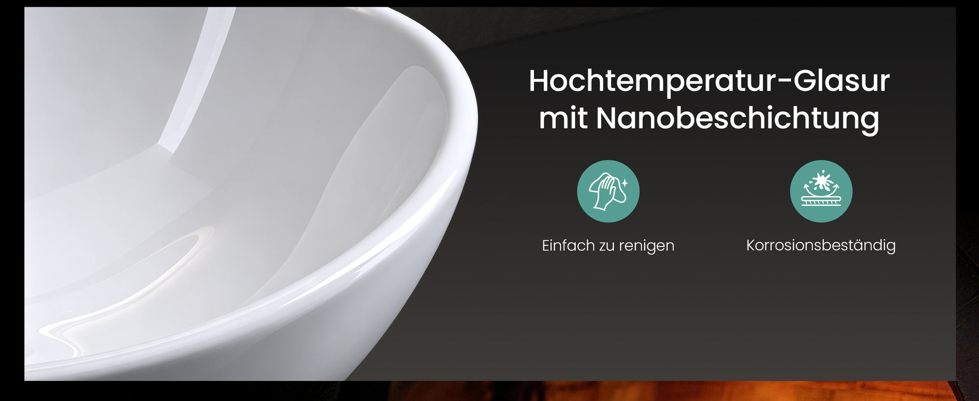 glasvilla Waschbecken Aufsatzwaschbecken Waschschale aus Keramik mit Nano-Versiegelung Brüssel205