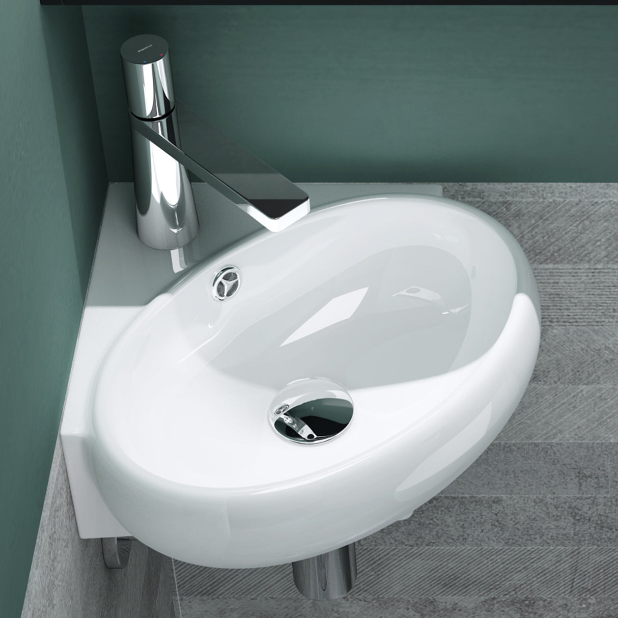 glasvilla Waschbecken Aufsatzwaschbecken Hängewaschbecken Klein Waschschale aus Keramik Weiß mit Nano-Beschichtung für das Badezimmer und Gäste-WC Brüssel002