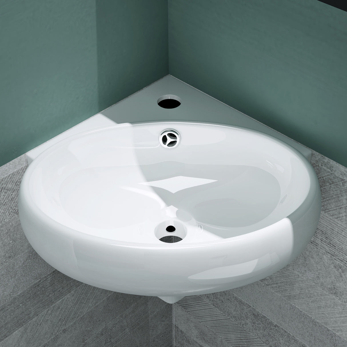 glasvilla Waschbecken Aufsatzwaschbecken Hängewaschbecken Klein Waschschale aus Keramik Weiß mit Nano-Beschichtung für das Badezimmer und Gäste-WC Brüssel002