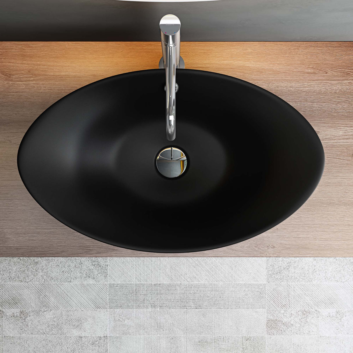 glasvilla Waschbecken Aufsatzwaschbecken Oval aus Keramik 59x38cm Waschschale Waschtisch mit Nano-Beschichtung Brüssel818