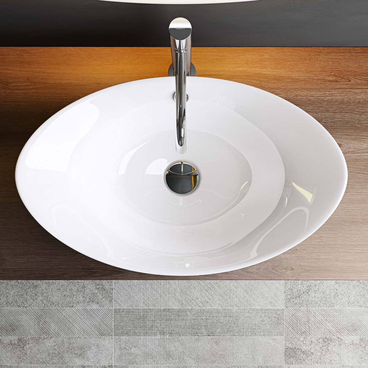 glasvilla Waschbecken Aufsatzwaschbecken Oval aus Keramik 59x38cm Waschschale Waschtisch mit Nano-Beschichtung Brüssel818