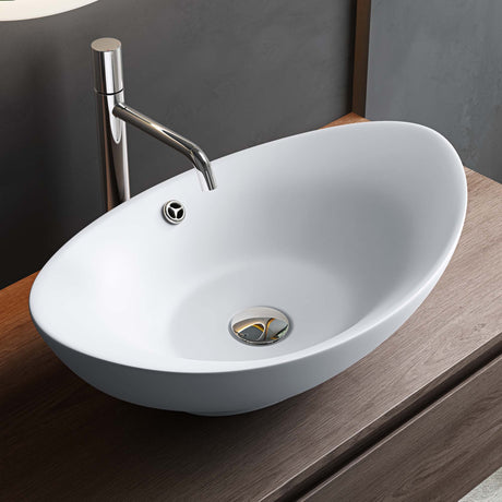 glasvilla Waschbecken Aufsatzwaschbecken Oval aus Keramik 59x38cm Waschschale Waschtisch mit Nano-Beschichtung Br818