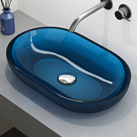 glasvilla Lavabo vasque à poser en résine vasque lave-mains ovale 63x34x17cm sans trou de robinetterie et sans trop-plein Coloria03