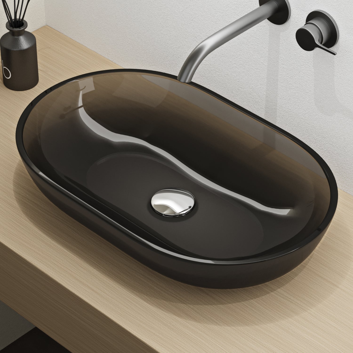 glasvilla Waschbecken Aufsatzwaschbecken aus Kunstharz Waschschale Handwaschbecken Oval 63x34x17cm ohne Hahnloch und Überlauf Coloria03