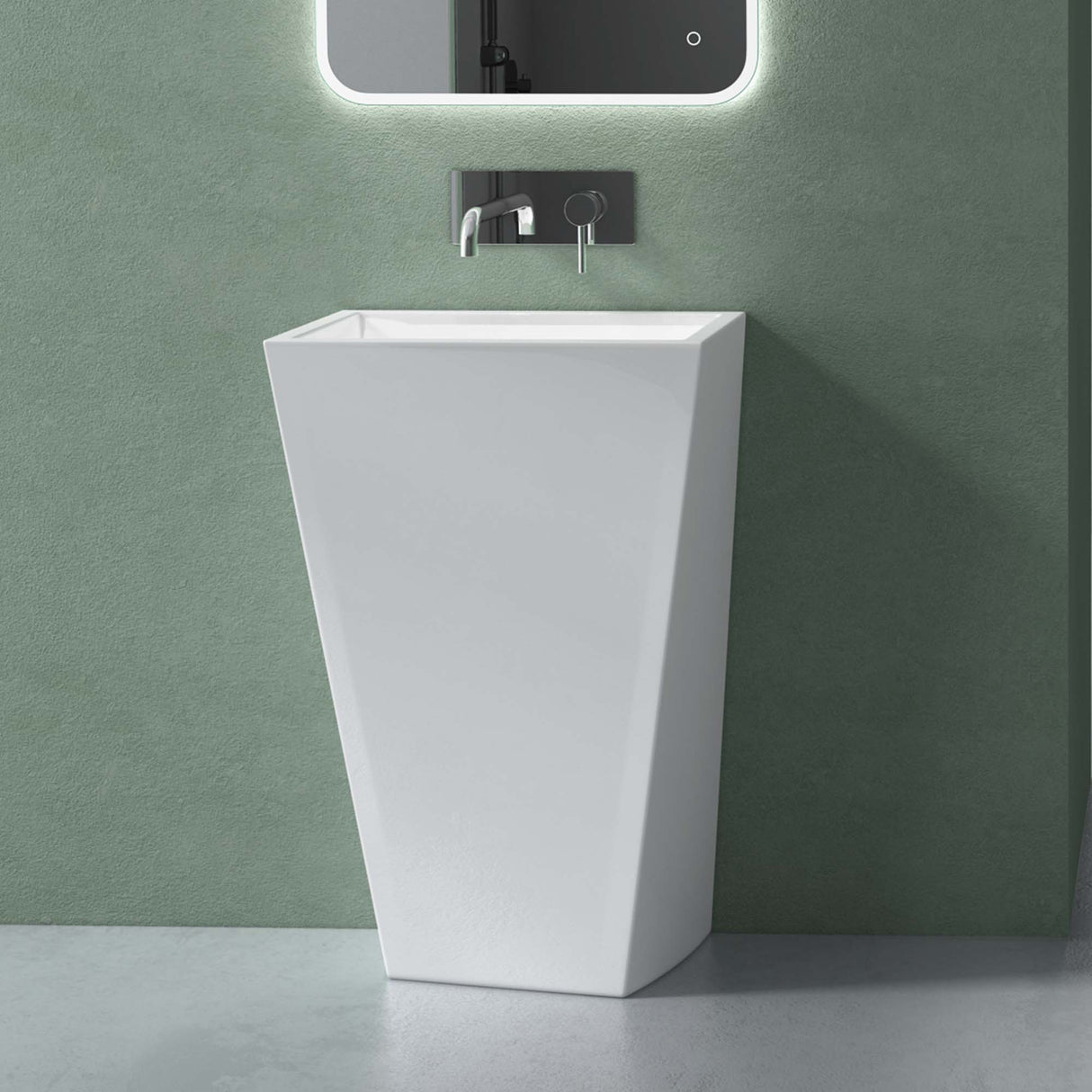 glasvilla Design Standwaschbecken freistehend Col38 weiß, aus Mineralguss, Waschtisch, BTH: 60x42x90cm