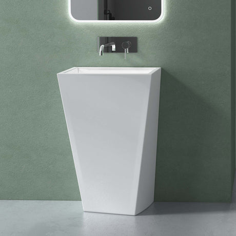 glasvilla Design Standwaschbecken freistehend Col38 weiß, aus Mineralguss, Waschtisch, BTH: 60x42x90cm