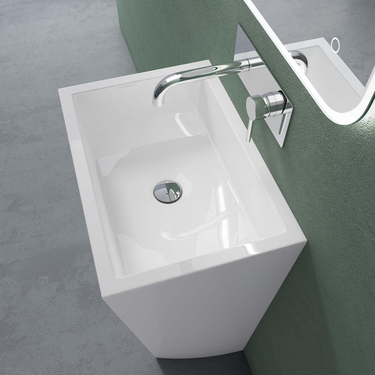 glasvilla Design Standwaschbecken freistehend Col38 weiß, aus Mineralguss, Waschtisch, BTH: 60x42x90cm