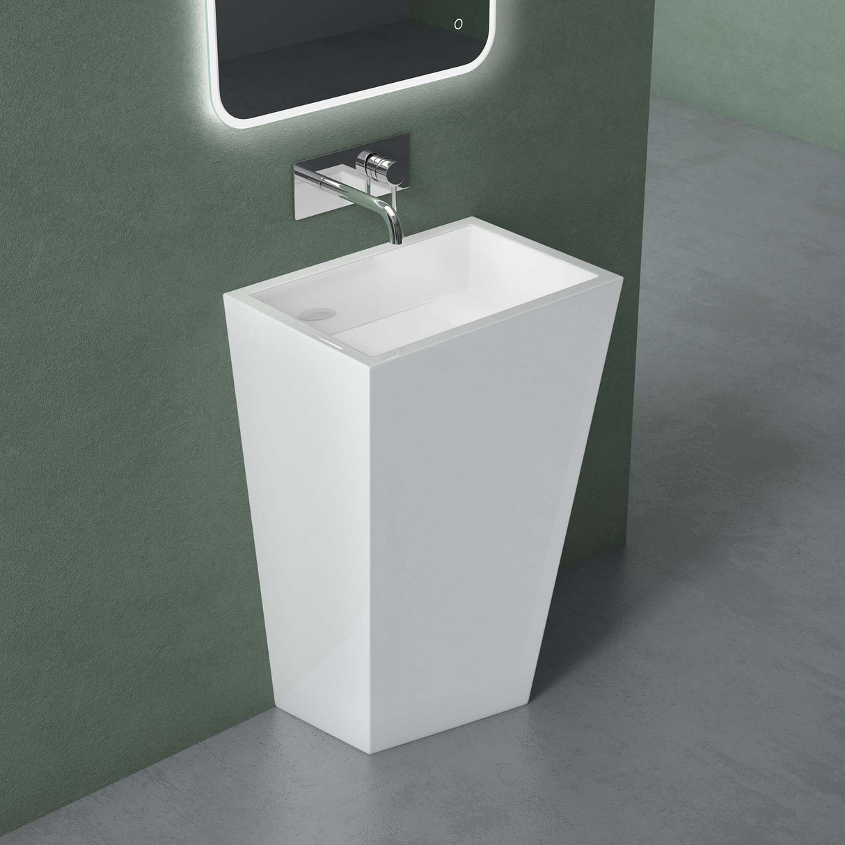 glasvilla Design Standwaschbecken freistehend Col38 weiß, aus Mineralguss, Waschtisch, BTH: 60x42x90cm