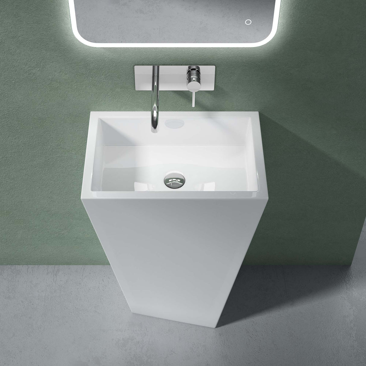 glasvilla Design Standwaschbecken freistehend Col38 weiß, aus Mineralguss, Waschtisch, BTH: 60x42x90cm