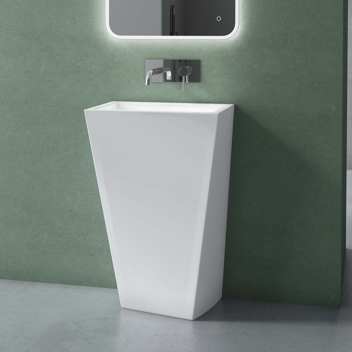 glasvilla Design Standwaschbecken freistehend Col38 weiß, aus Mineralguss, Waschtisch, BTH: 60x42x90cm