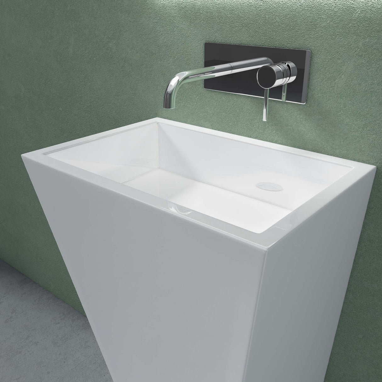 glasvilla Design Standwaschbecken freistehend Col38 weiß, aus Mineralguss, Waschtisch, BTH: 60x42x90cm