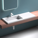 glasvilla Waschbecken Einbauwaschbecken Becken rechts BTH: 120x46x13,5cm Design Waschtisch aus Mineralguss in Weiß Col820