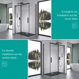 Cabine de douche Glasvilla en verre de sécurité noir de 8 mm avec douche d'angle NANO à porte coulissante Ravenna18