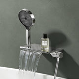 glasvilla Badewannenarmatur mit Handbrause Wasserfall Wannenarmatur Strahlarten Handbrause aus Messing inkl. Brausestange und Brauseschlauch