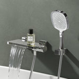 glasvilla Badewannenarmatur mit Handbrause Wasserfall Wannenarmatur Strahlarten Handbrause aus Messing inkl. Brausestange und Brauseschlauch