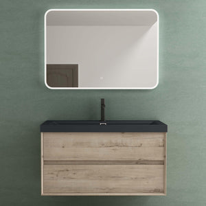 conjunto de muebles de baño glasvilla mueble de lavabo armario con 2 cajones con cierre suave incluido lavabo en gris antracita mate de mineral fundido Rimo
