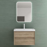 Ensemble de meubles de salle de bain Glasvilla Meuble de salle de bain Meuble sous-vasque 2 tiroirs avec fermeture amortie avec lavabo en blanc en fonte minérale Rimo