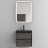 Ensemble de meubles de salle de bain Glasvilla Meuble de salle de bain Meuble sous-vasque 2 tiroirs avec fermeture en douceur avec lavabo en anthracite mat en fonte minérale Rimo