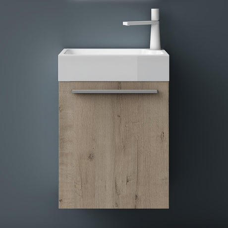 Ensemble de meubles de salle de bain Glasvilla Petit meuble sous-vasque 46 cm Meuble bas avec vasque blanche en fonte minérale pour WC invités Pisa