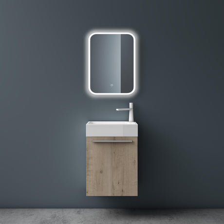 Ensemble de meubles de salle de bain Glasvilla Petit meuble sous-vasque 46 cm Meuble bas avec vasque blanche en fonte minérale pour WC invités Pisa