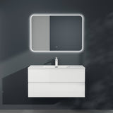 Ensemble de meubles de salle de bain Glasvilla, meuble sous-vasque avec meuble bas, vasque en fonte minérale, meuble sous-vasque 2 tiroirs à fermeture amortie Aqualis