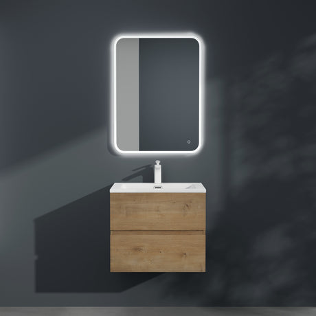 Ensemble de meubles de salle de bain Glasvilla, meuble sous-vasque avec meuble bas, vasque en fonte minérale, meuble sous-vasque 2 tiroirs à fermeture amortie Aqualis