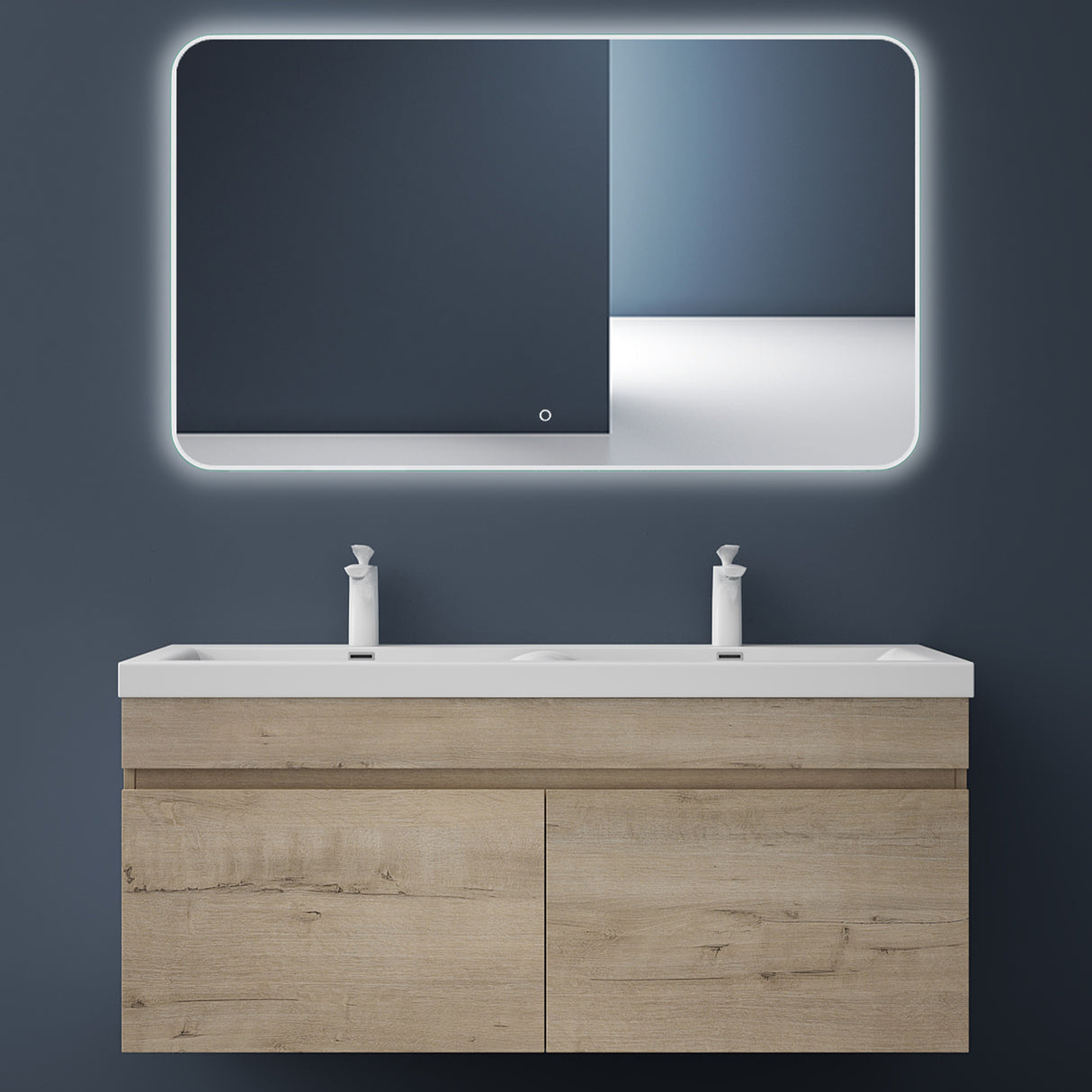 Ensemble de meubles de salle de bain Glasvilla Meubles de salle de bain avec lavabo en fonte minérale Meuble sous-vasque Botanica 