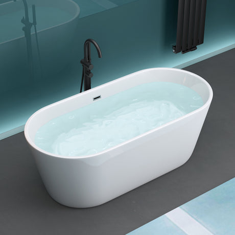 Baignoire îlot ovale en acrylique Glasvilla avec bonde escamotable, blanche, 170 x 75 x 58 cm, Vicenza519