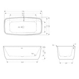 Baignoire îlot rectangulaire en acrylique sanitaire Glasvilla avec accessoires, baignoire sur pied Vicenza601