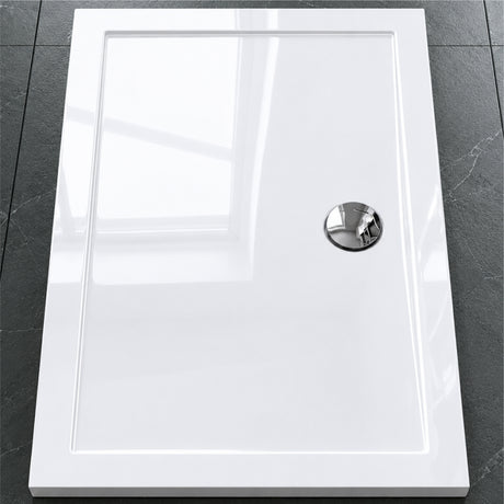 Glasvilla Design – Plato de ducha acrílico rectangular Faro (70–140 cm), montaje a ras de suelo